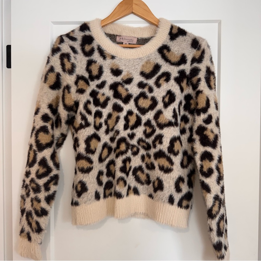 Philosophy Leopard Print Fuzzy Sweater 🐆🤎 - Picture 1 of 7